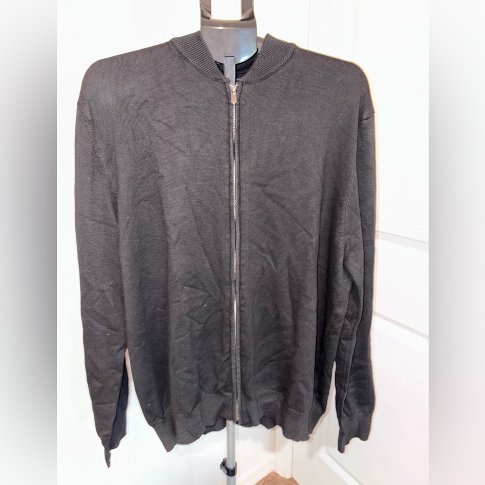 Men's Stylish Black Zip-Up Sweater